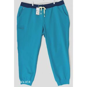 Figs Women's Zamora  Jogger Scrub Pants Size 4XlLT Pockets Pull On Green Medical